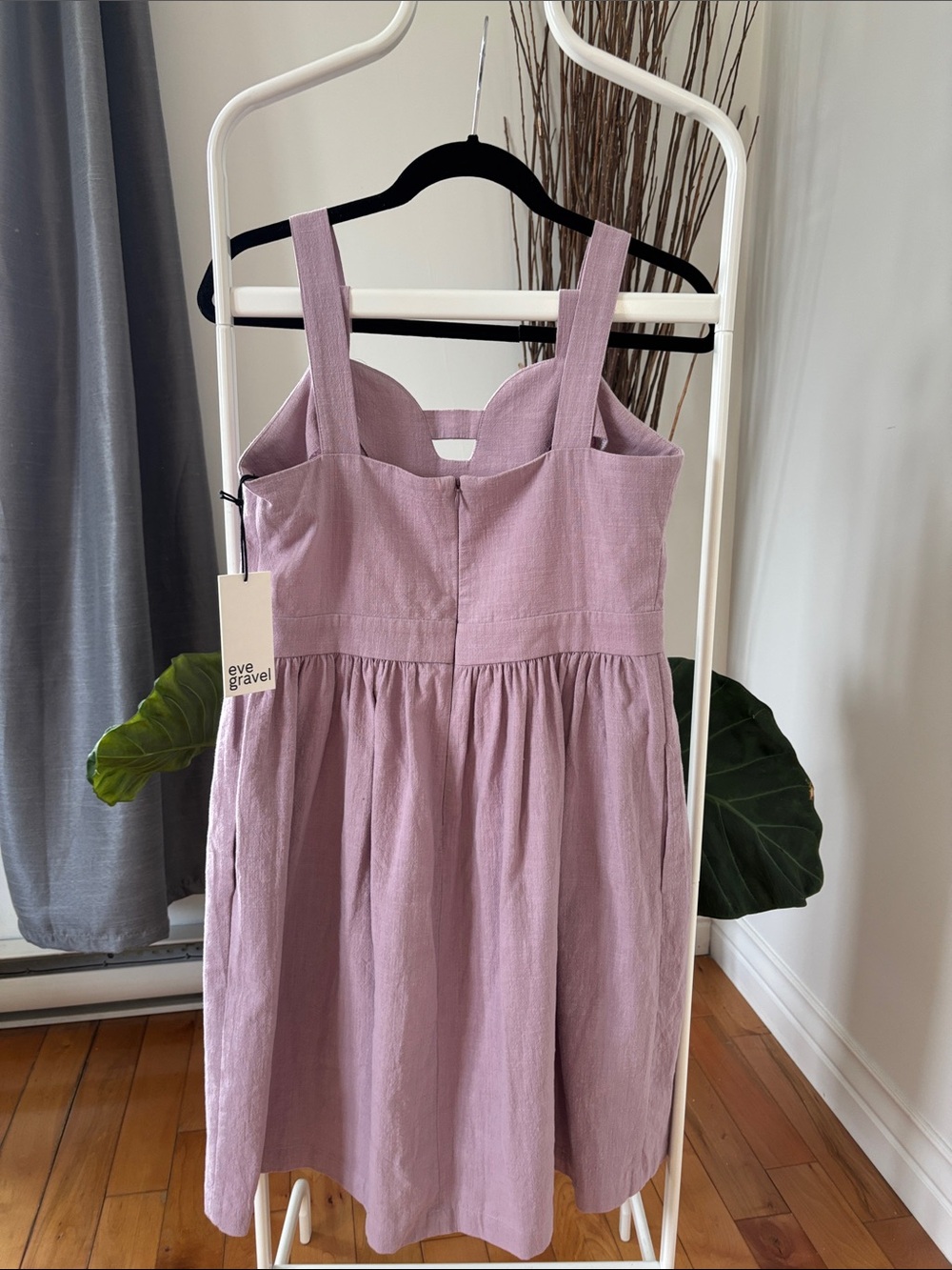 Eve Gravel Lavender Cotton Sundress with Wide Straps - Picture 5 of 13